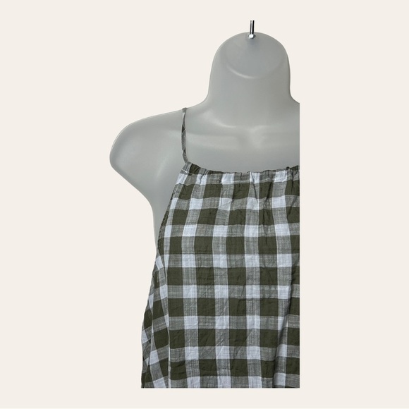 1099. ANTHROPOLOGIE CLOTH & STONE GINGHAM HALTER TOP SIZE XSMALL GREEN/WHITE - Picture 4 of 10